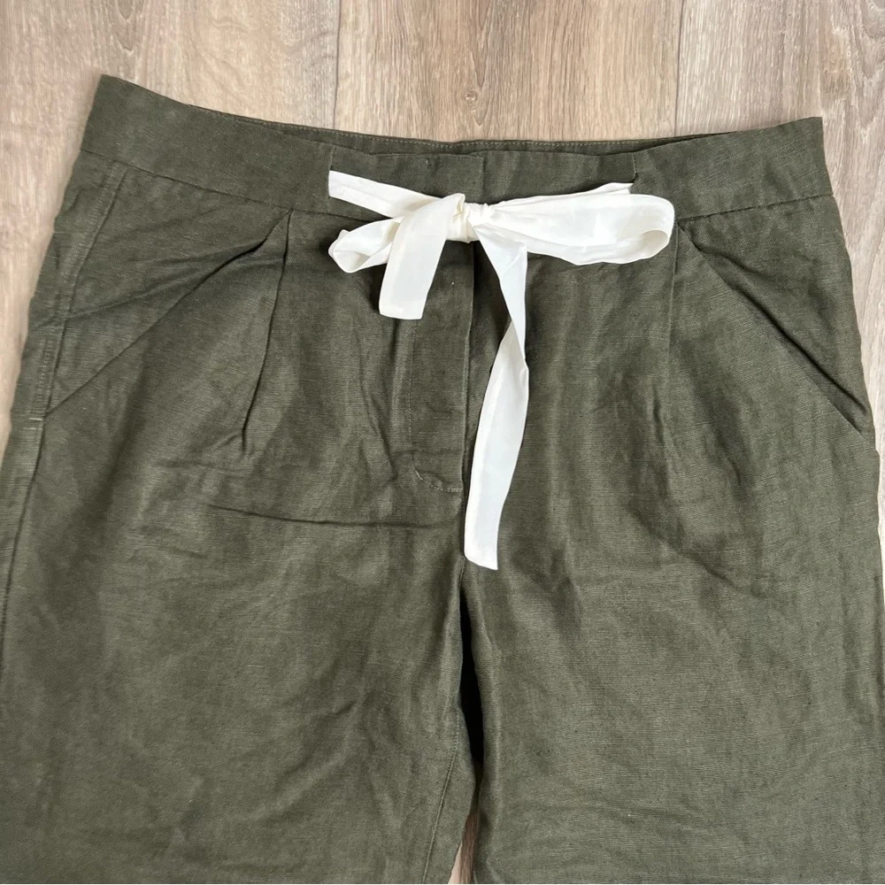 Aritzia Wilfred Allant Linen High Rise Tie Waist Pants Green Size 8